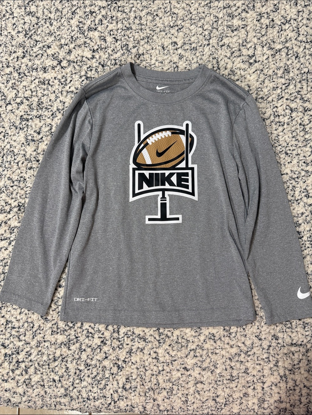 Nike Gray Long-Sleeve Dri-FIT Football Graphic Tee